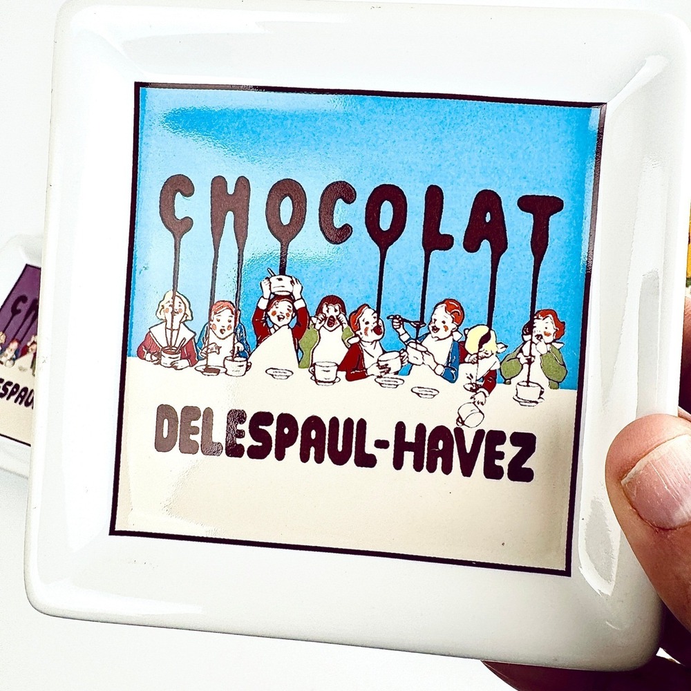 Pottery Barn French Cafe Ceramic Coasters Set 6 Chocolat‎ Delespaul Box 2002